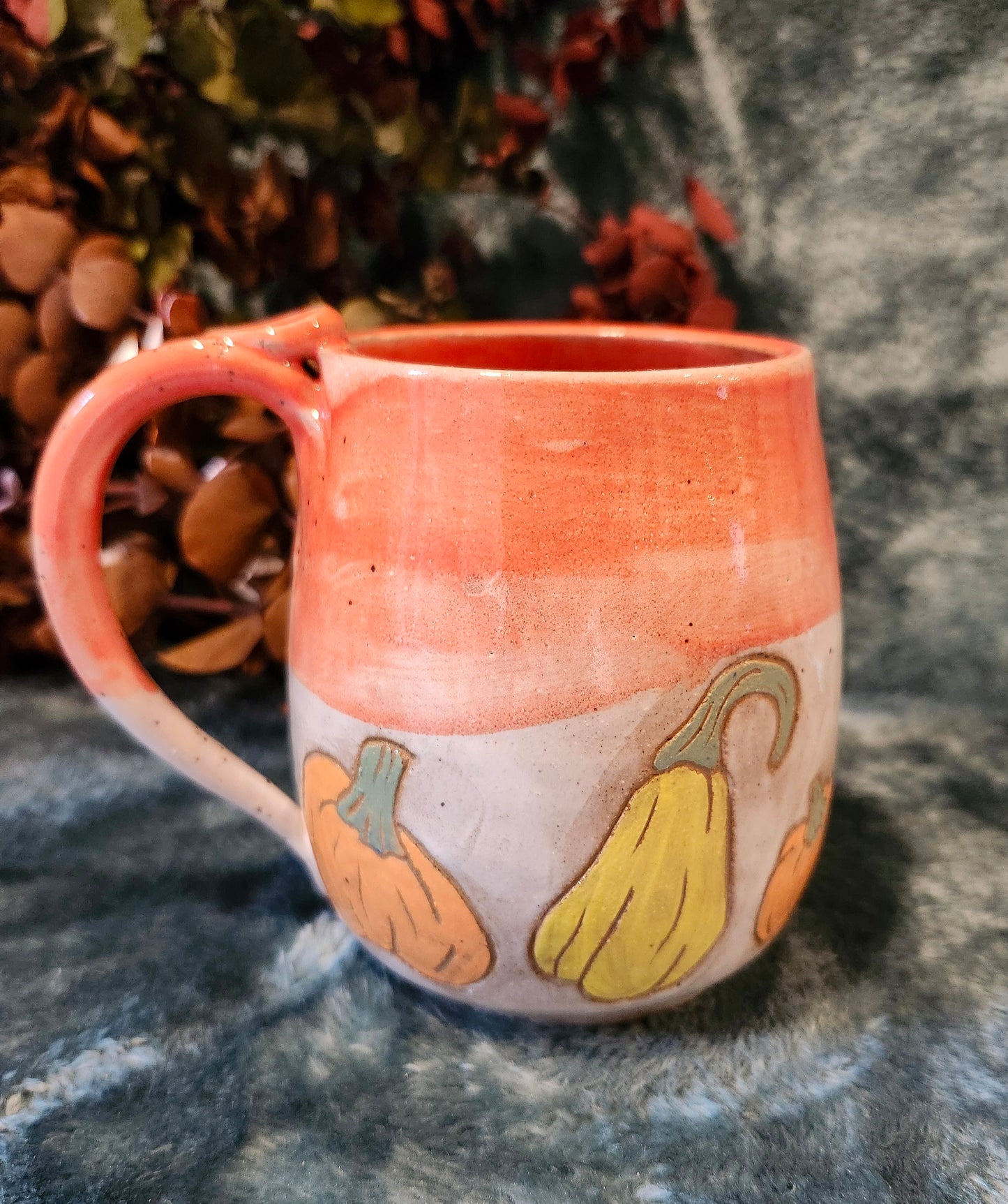MED Painted Yellow Pumpkin Mug