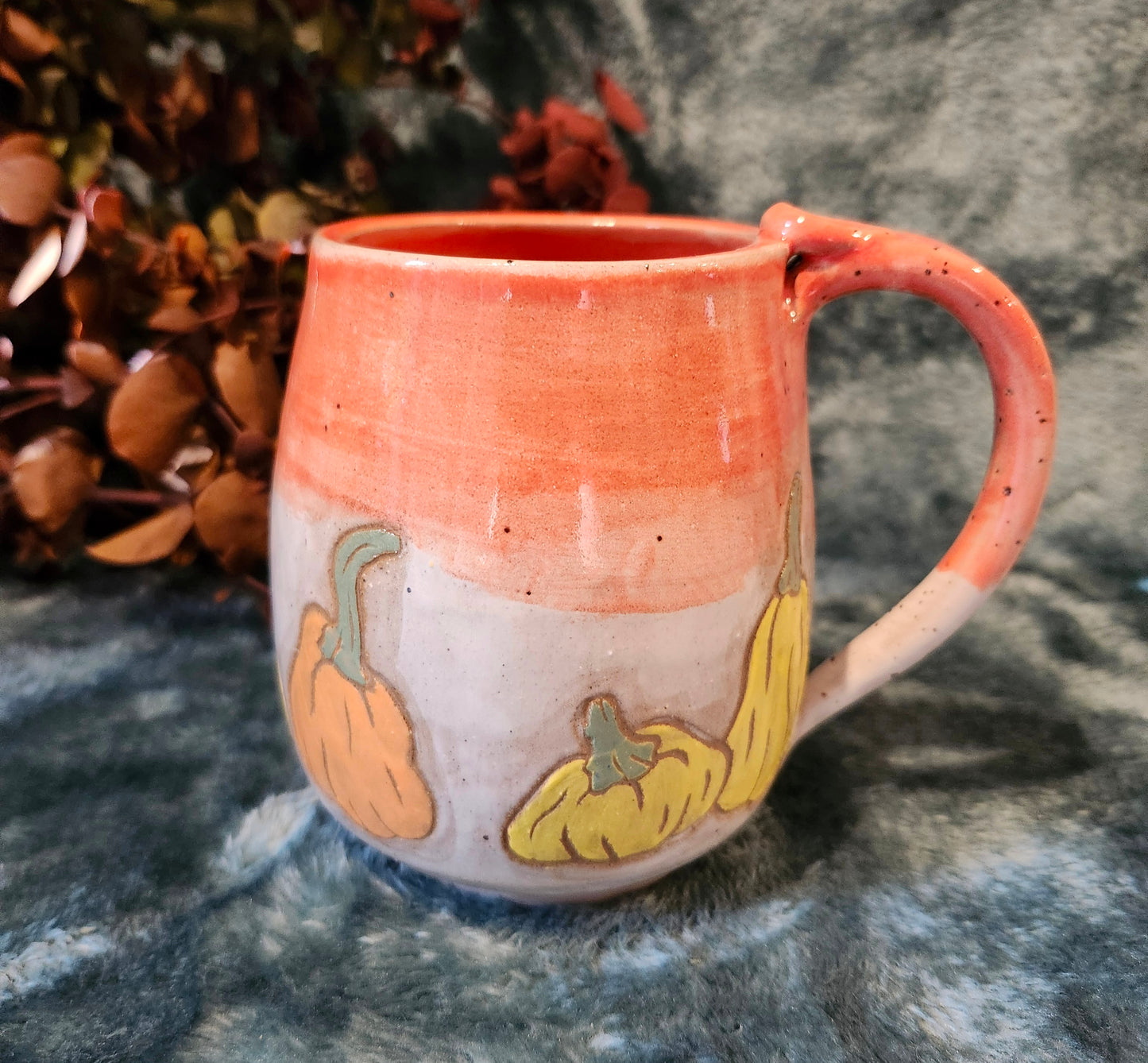MED Painted Yellow Pumpkin Mug